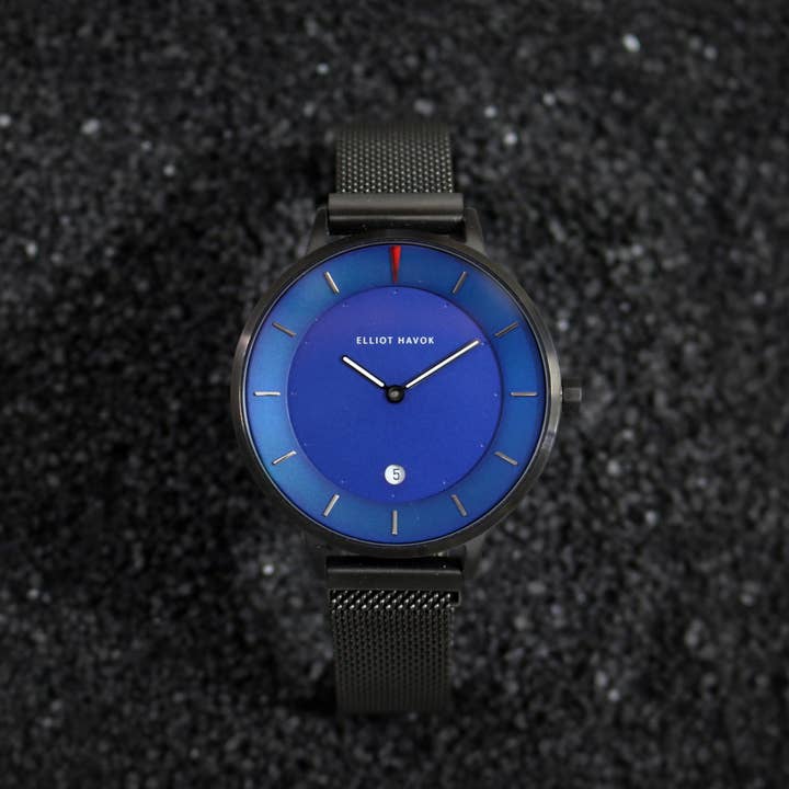 Elliot Havok - Wholesale Wrist Watch - Men's - Deep Sea Blue Minimalist Mesh - 38mm