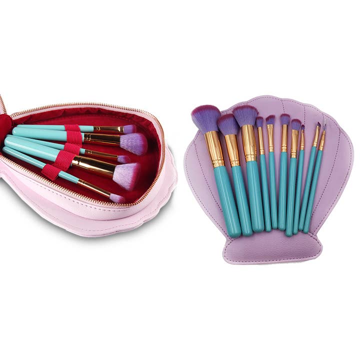 Emily Alexandra Cosmetics - Wholesale Makeup Brush Set - Mermaid Clam Shell Makeup Brush Set