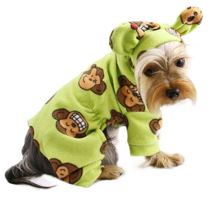 Klippo Pet - Wholesale Pet Hoodie - Dog - Silly Monkey Fleece Pajamas with Hood - Lime0