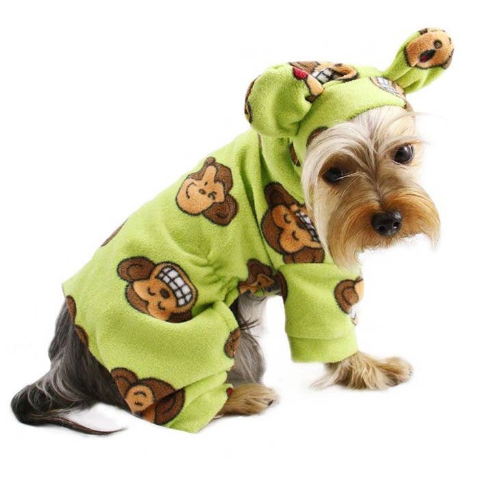 Klippo Pet - Wholesale Pet Hoodie - Dog - Silly Monkey Fleece Pajamas with Hood - Lime