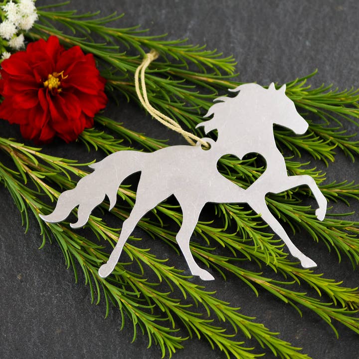 Horse Pony Animal Metal Holiday Gift Christmas Ornaments for wholesale by Iron Maid Art