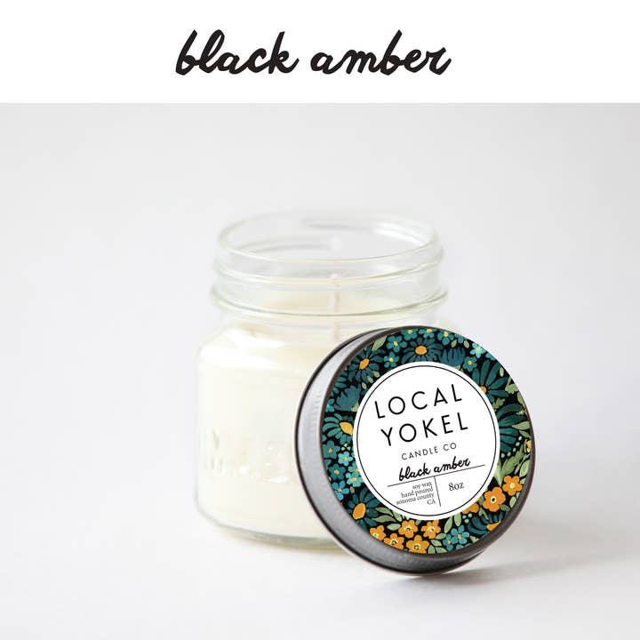 Schwarzer Bernstein | 8 Unzen Mason | Soja-Wachskerze | für den Großhandel von THE LOCAL YOKEL