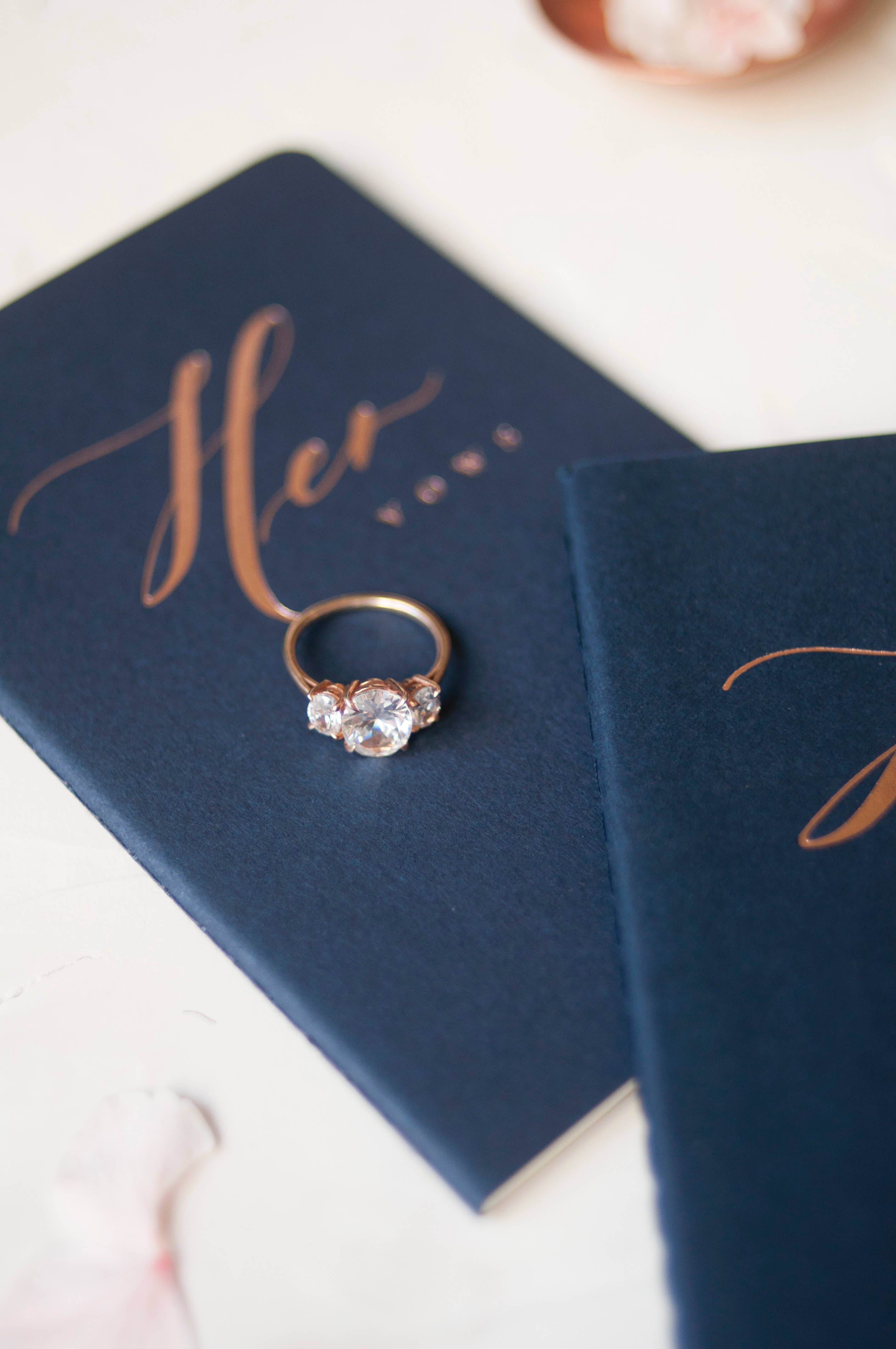 Seniman Calligraphy - Wholesale Notebook - Navy Wedding Vow Books with Rose Gold Foilpress3