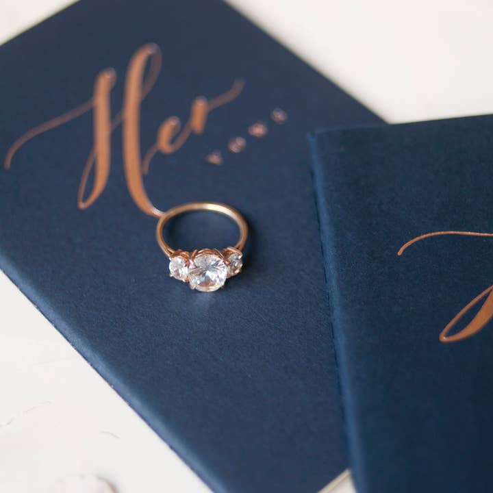 Seniman Calligraphy - Wholesale Notebook - Navy Wedding Vow Books with Rose Gold Foilpress3