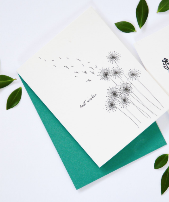Underwood Letterpress - Wholesale Thinking of You Card - Dandelion Wishes Card1