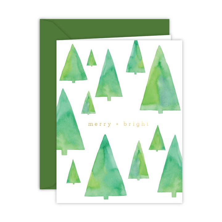 Cricket Printing - Wholesale Season's Greetings Card - Merry + Bright Watercolor Holiday Card