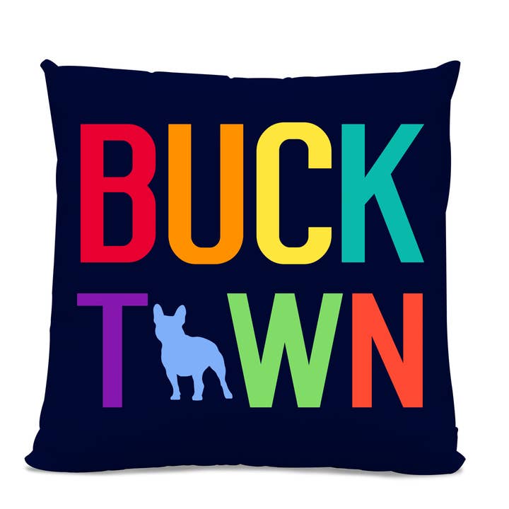 Bucktown French Bulldog Navy kussen 14" x 14" gesponnen polyester voor wholesale door Sophisticated Pup