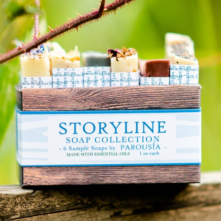 Storyline Artisan Soap Sampler for wholesale by Old Factory Soap + Parousia Perfumes