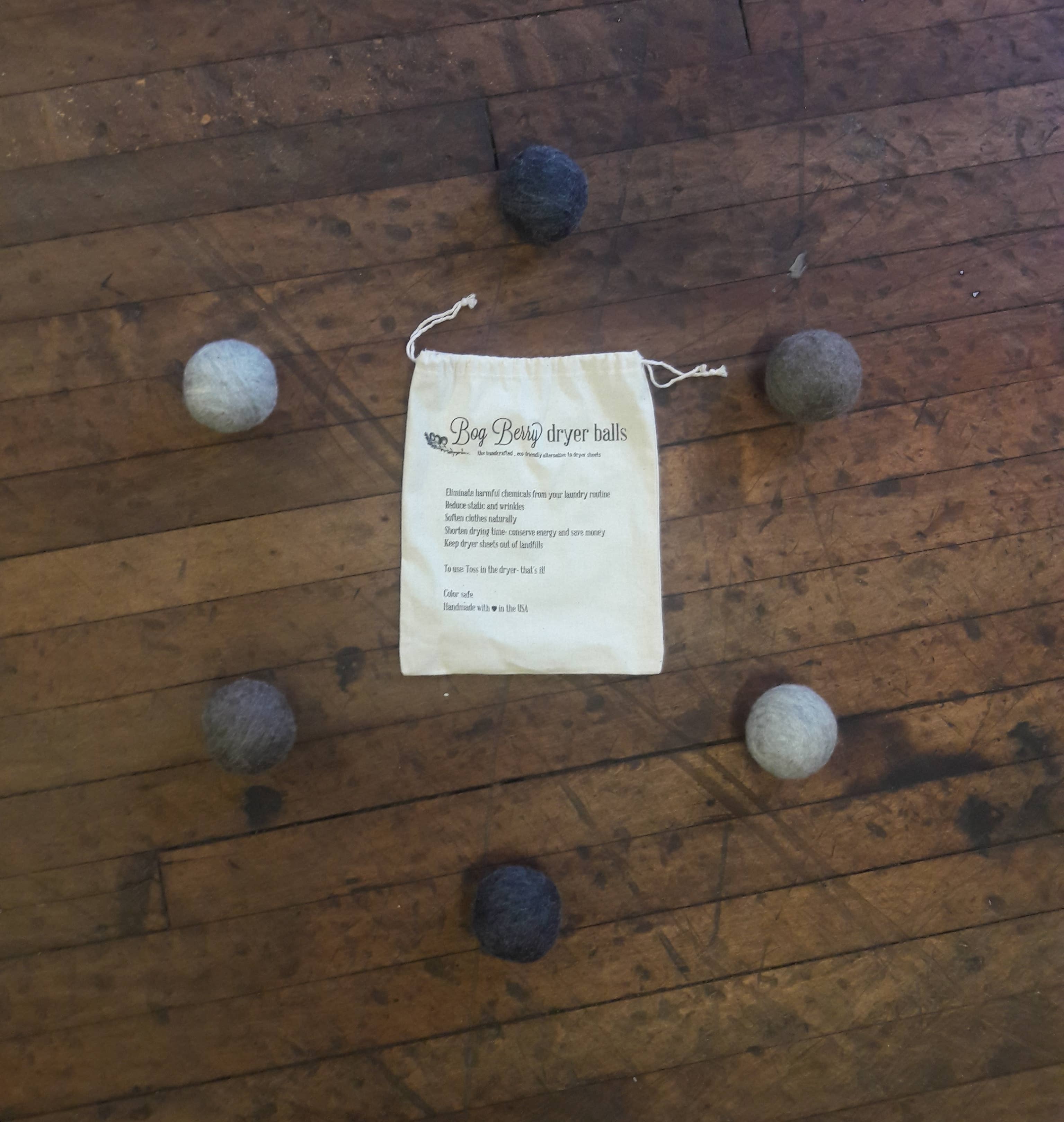 Bog Berry Dryer Balls - Wholesale Dryer Balls - Greys Assortment - set of 6 wool dryer balls zero waste3