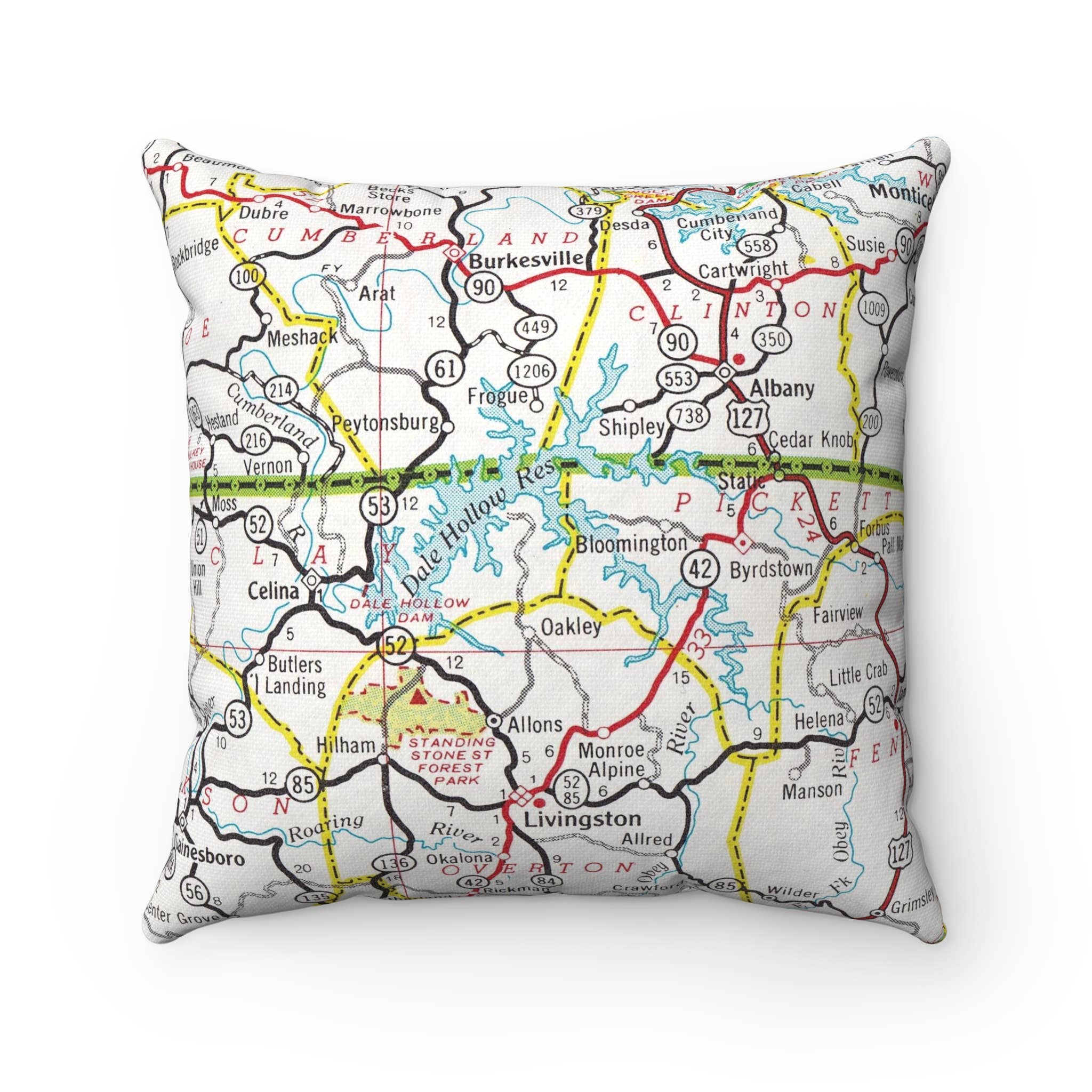 Daisy Mae Designs - Wholesale Throw/Decorative Pillow - Dale Hollow Lake Tennessee Map Pillow0