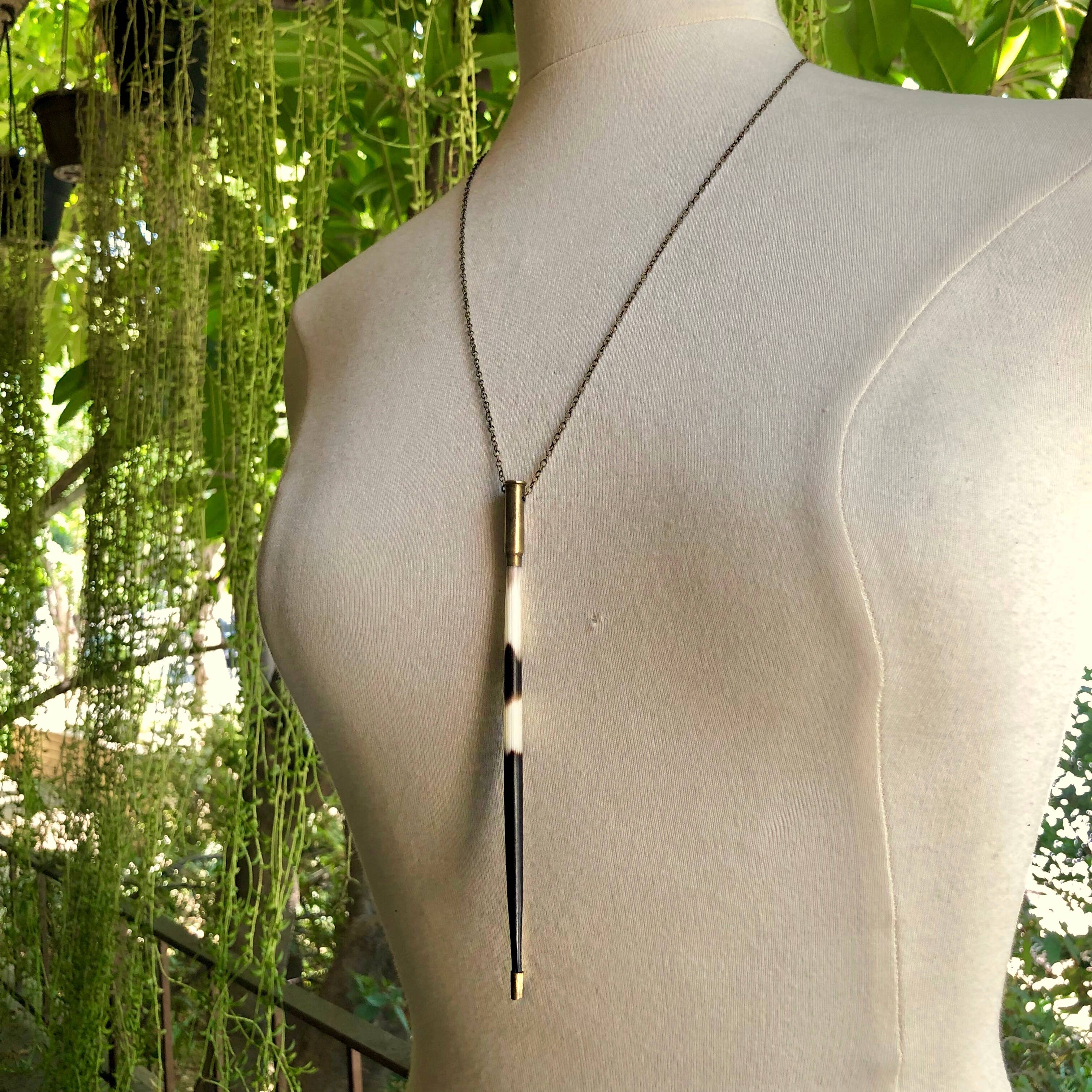 ASTALI - Wholesale Pendant/Charm Necklace - Porcupine Quill In Bullet Necklace, Black/Brown & Ivory6