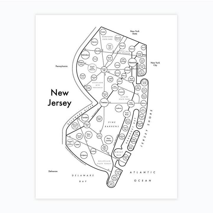 New Jersey Carte Imprimer pour la vente par Archie's Press
