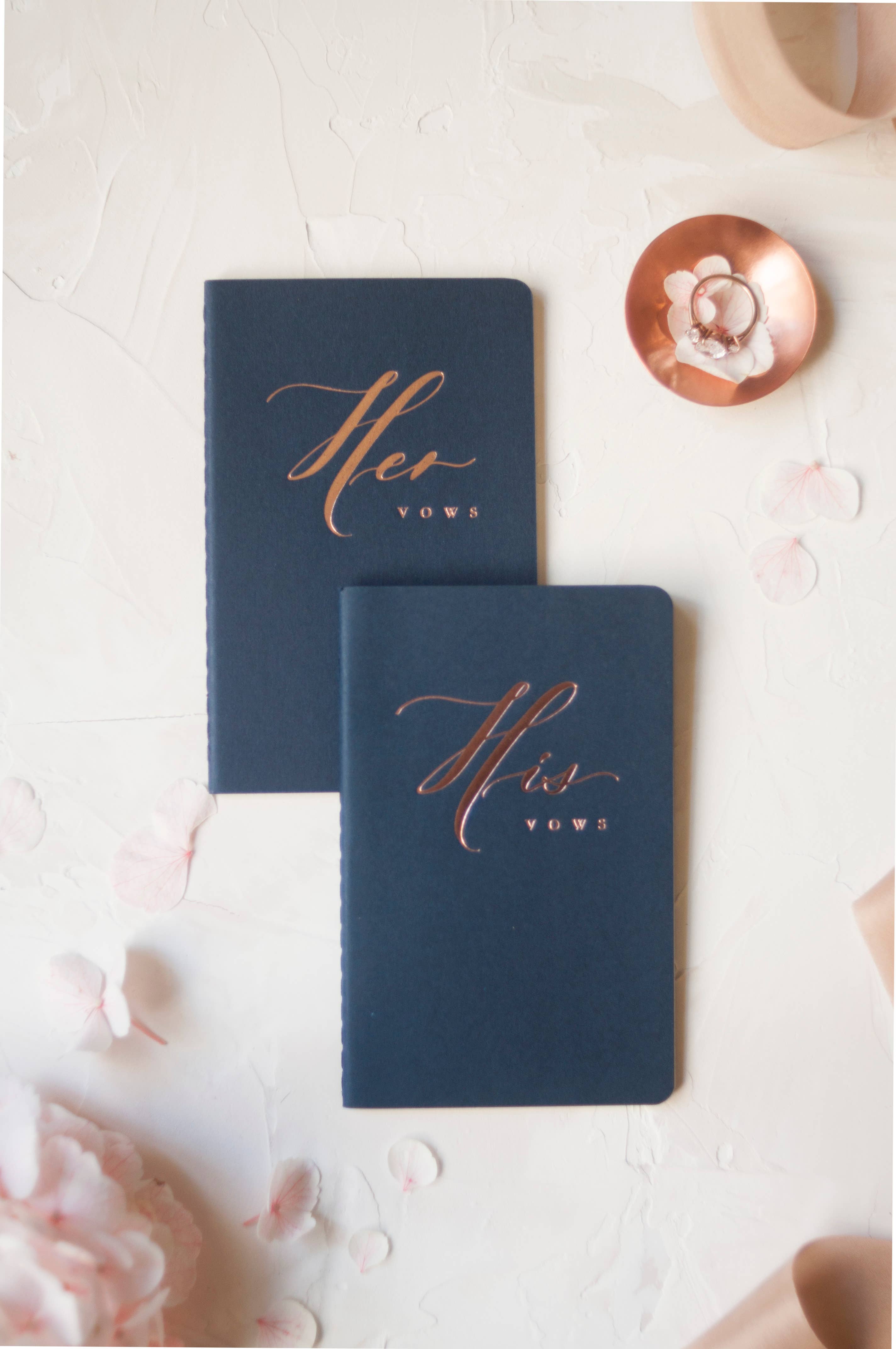 Seniman Calligraphy - Wholesale Notebook - Navy Wedding Vow Books with Rose Gold Foilpress2