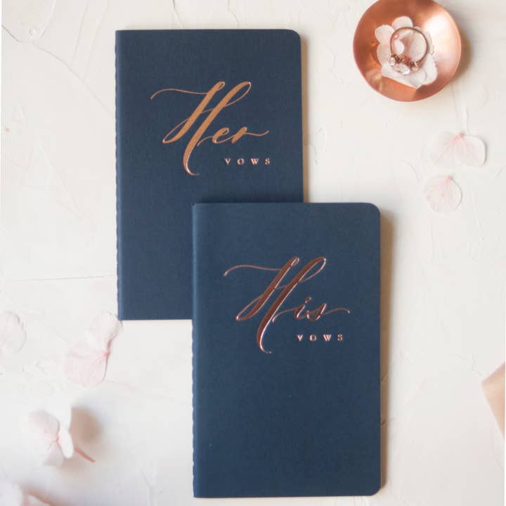 Seniman Calligraphy - Wholesale Notebook - Navy Wedding Vow Books with Rose Gold Foilpress2