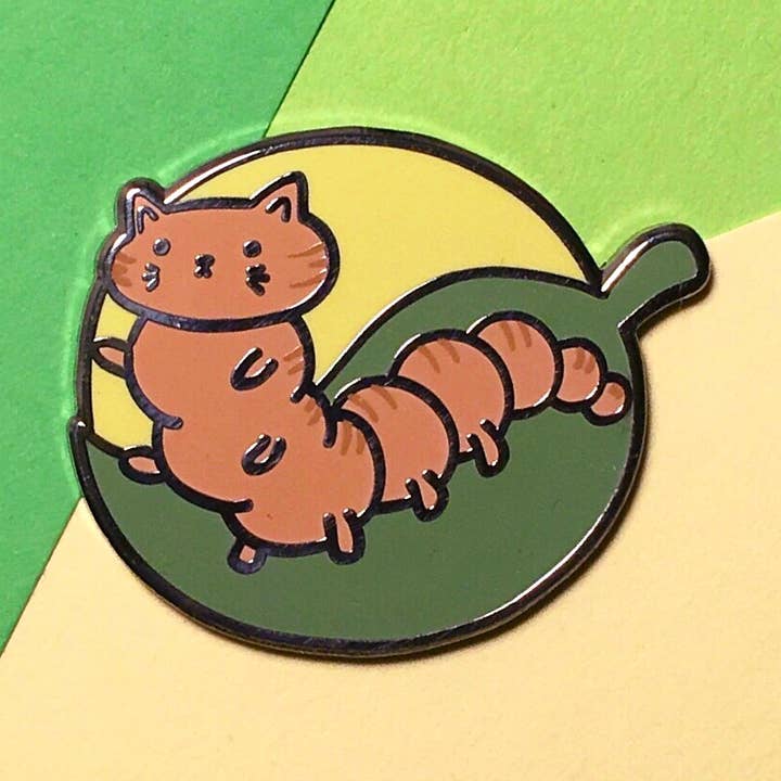Caterpillar Cat Enamel Pin for wholesale by Catparty Design Studio