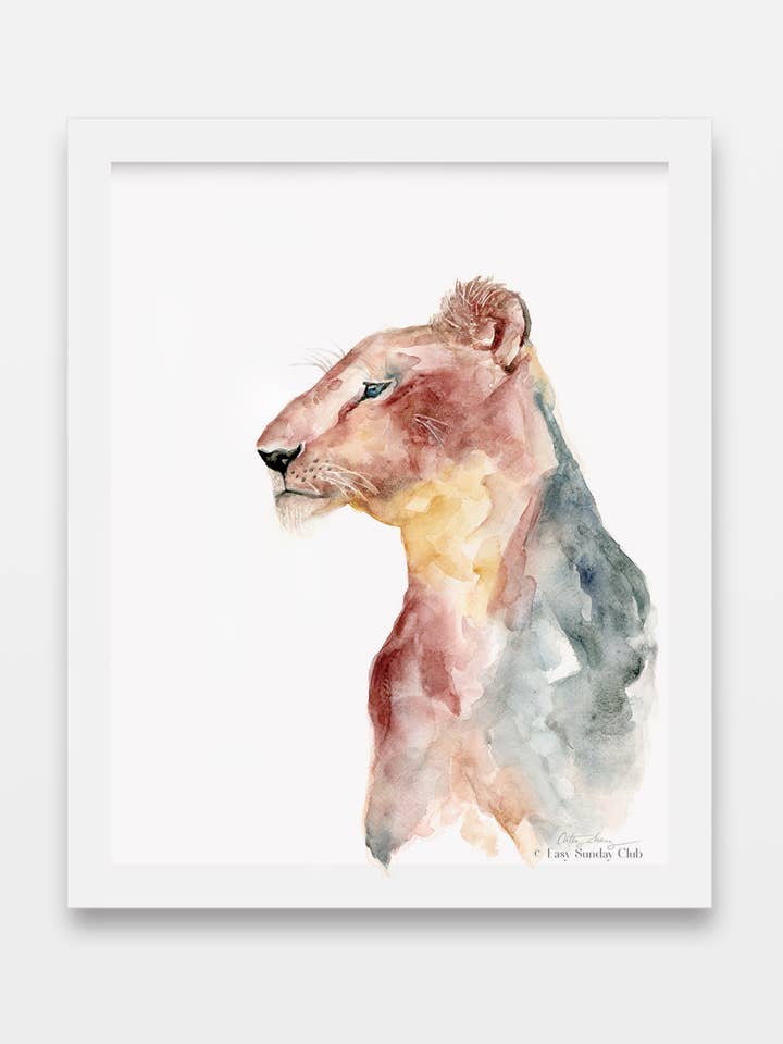 Queen of the Safari - Lioness Art Print for wholesale by Easy Sunday Club