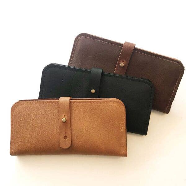 Leather Check Wallet with Zip Pouch for wholesale by Hawks & Doves