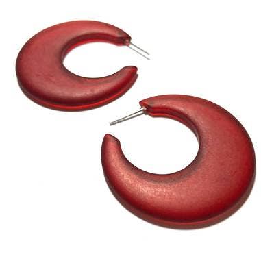 Cherry Red Frosted Mod Go Go Hoop Earrings for wholesale by Leetie Lovendale