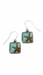 Shari Dixon - Wholesale Dangle Earrings - Starfish On Turquoise Sm Square Earrings0