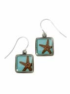 Starfish On Turquoise Sm Square Earrings for wholesale by Shari Dixon