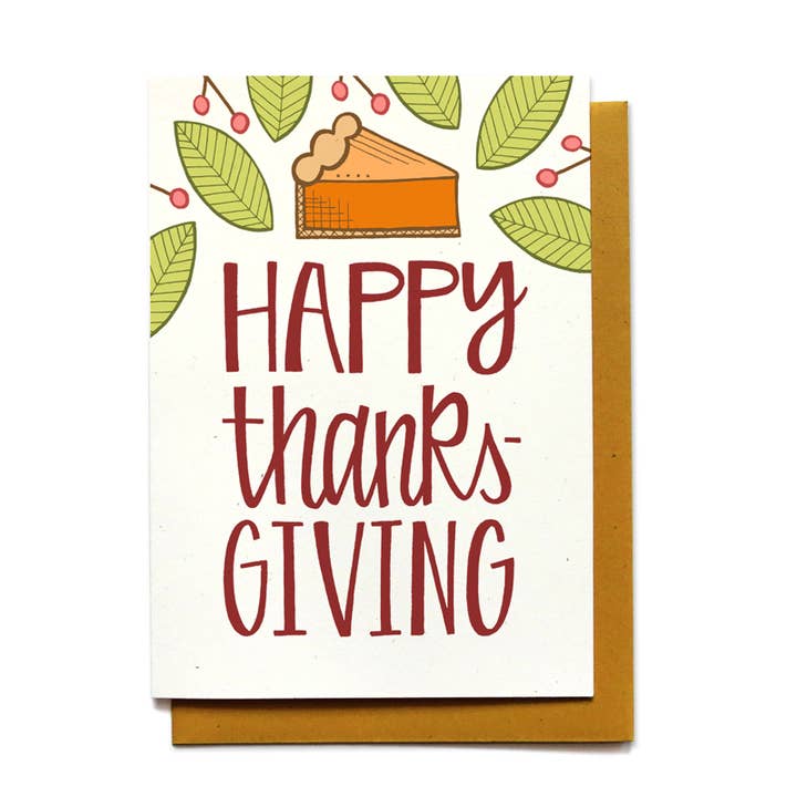 Thanksgiving Card - Pumpkin Pie for wholesale by Hennel Paper Co.