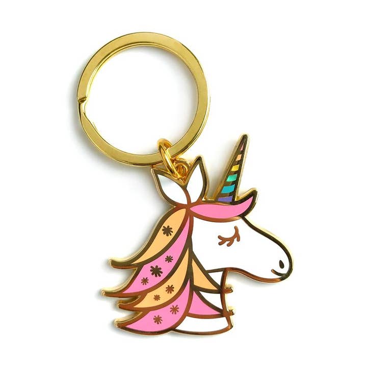 Porte-clés émail licorne pour la vente par Night Owl Paper Goods