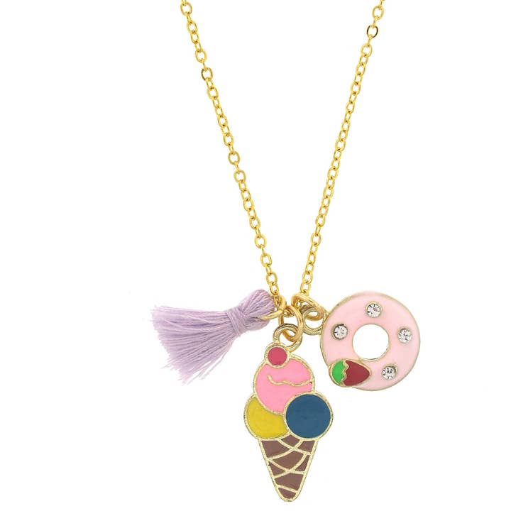 Sadie’s Moon - Wholesale Kids Necklace - Kids - Enamel Tassel, Ice Cream, Donut Kids or Adult Charm Necklace