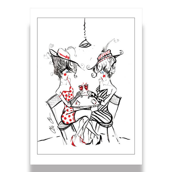 Chatty Ladies greeting card for wholesale by Cordell Cordaro