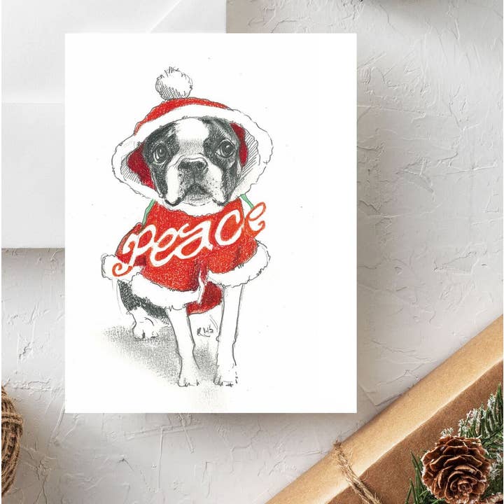 Boston Terrier Holiday Cards - Boxed set of 10 for wholesale by Fable & Sage