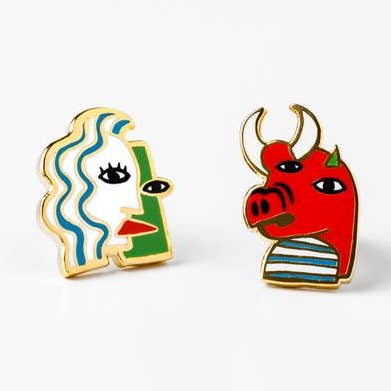 Cubist Earrings - Museum Artsy Gold Statement Studs for wholesale by Yellow Owl Workshop