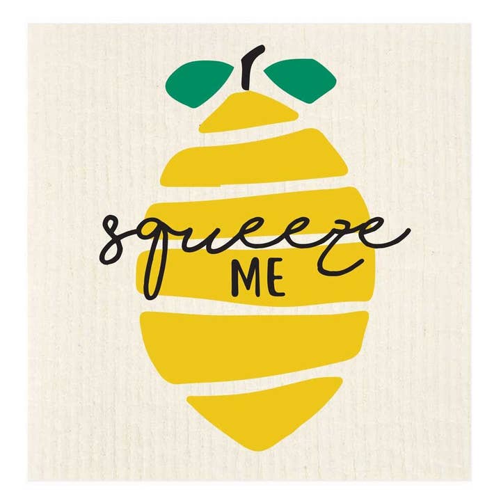 Squeeze Me Lemon Swedish Dishcloth for wholesale by Potluck Press