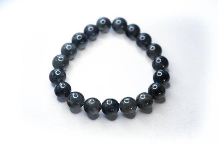 Foxfire Stones - Wholesale Beaded Bracelet - Dark Gray Labradorite Iridescent Opalescent Healing Stone Bracelet 8mm