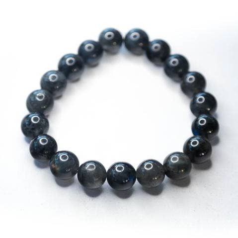 Foxfire Stones - Wholesale Beaded Bracelet - Dark Gray Labradorite Iridescent Opalescent Healing Stone Bracelet 8mm0