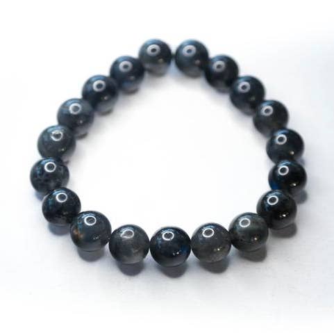 Foxfire Stones - Wholesale Beaded Bracelet - Dark Gray Labradorite Iridescent Opalescent Healing Stone Bracelet 8mm0