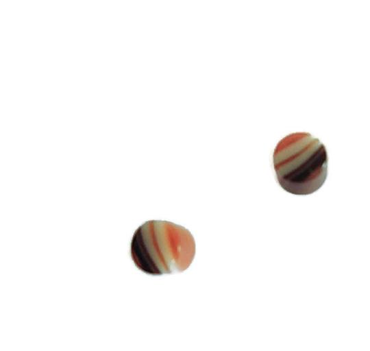 Leetie Lovendale - Wholesale Stud/Post Earrings - Orange Brown Cream Striped Tiny Cane Slice Stud Earrings