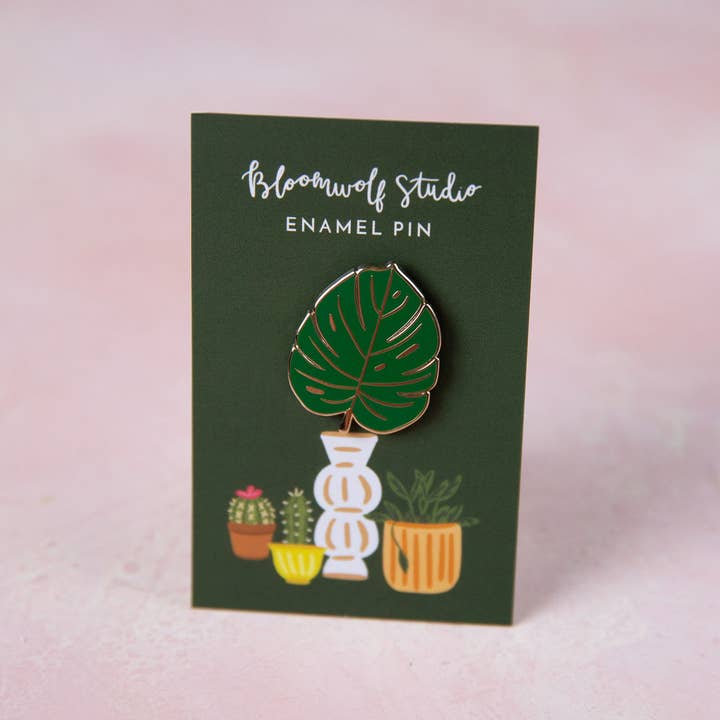 Monstera Leaf Enamel Pin - Plant Lover Stocking Stuffer for wholesale by Bloomwolf Studio