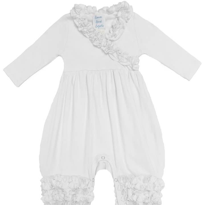 Lemon Loves Lime - Wholesale Jumpsuit - Baby - LAYETTE BASIC-White Olivia Romper1