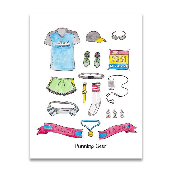 8.5" x 11" Running Gear Print for wholesale by Jodi Lynn's Emporium of Doodles