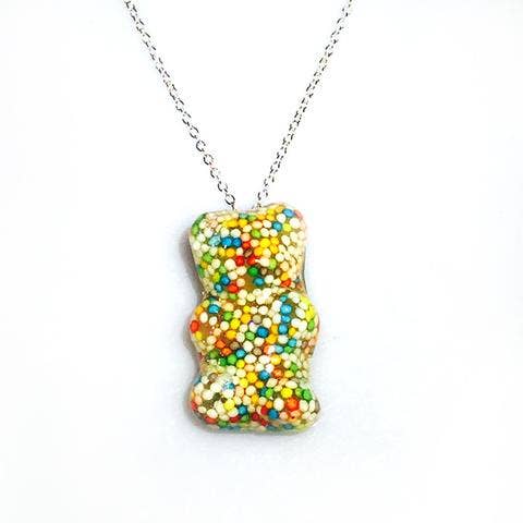 Rainbow Bear Necklace - Candy Jewelry for wholesale by Glitterlimes