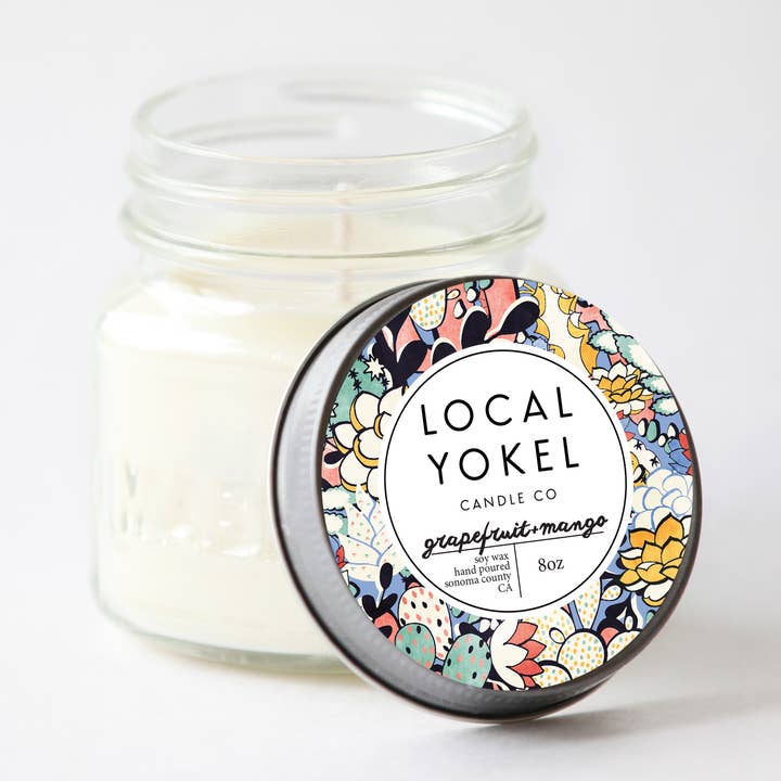 Grapefrugt+Mango | 8oz Mason | Soy Wax Candle | for engroshandel hos THE LOCAL YOKEL