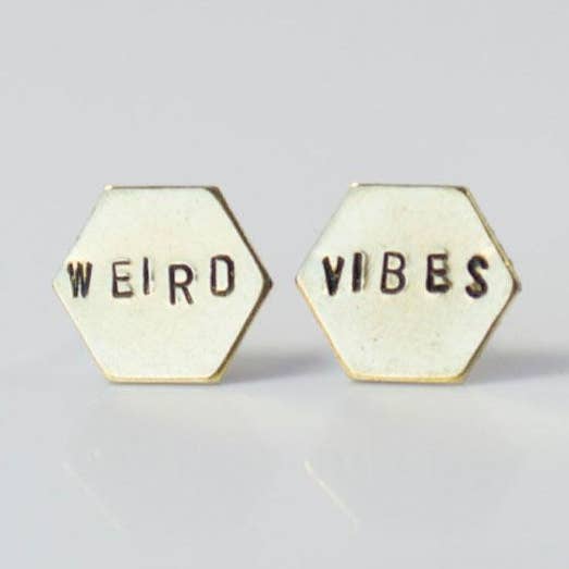 Weird Vibes, Hexagon Earrings for wholesale by Grey Theory Mill