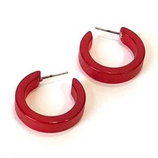 Cherry Red Moonglow Small Skinny Classic Hoop Earrings for wholesale by Leetie Lovendale