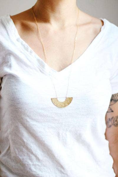 Rare Bird Co. + Pauline Stanley Studio - Wholesale Pendant/Charm Necklace - Hammered Half Moon Necklace1