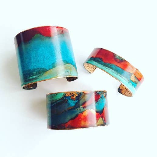 1.25" Width Red and Mixed Verdigris Patina for wholesale by ssd jewelry