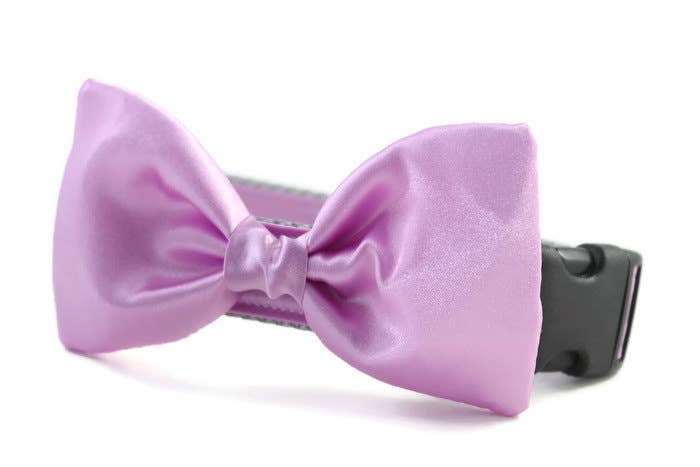 Sophisticated Pup - Wholesale Pet Collar - Dog - Lavender Satin Bow Tie Dog Collar Medium0