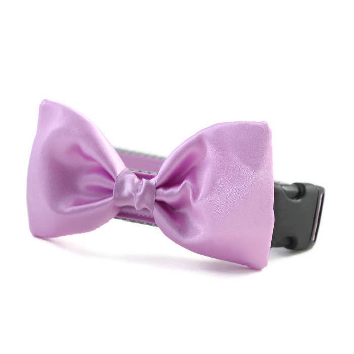 Sophisticated Pup - Wholesale Pet Collar - Dog - Lavender Satin Bow Tie Dog Collar Medium