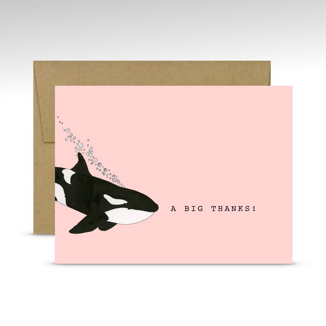 Wee Wild Ones - Wholesale Thank You Card - A Case Of Orca Big Thanks Card - Pink0