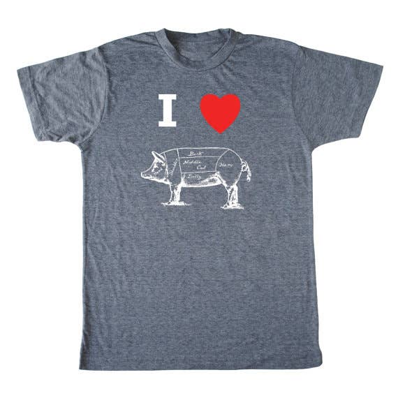 Bad Pickle Tees - Wholesale Screen Printed T-Shirt - Men's - I Heart Butcher Pig Men's Shirt | Gray0