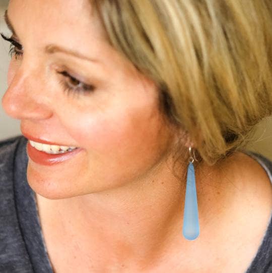 Leetie Lovendale - Wholesale Dangle Earrings - Clear Frosted Long Teardrop Earring1