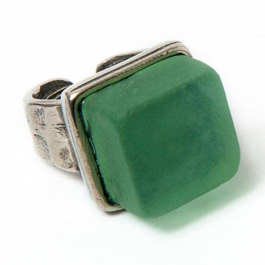 Smart Glass Recycled Jewelry - Wholesale Cocktail/statement ring - CUBE RING SILVER | Recycled | Museum Quality | Upcycled 1